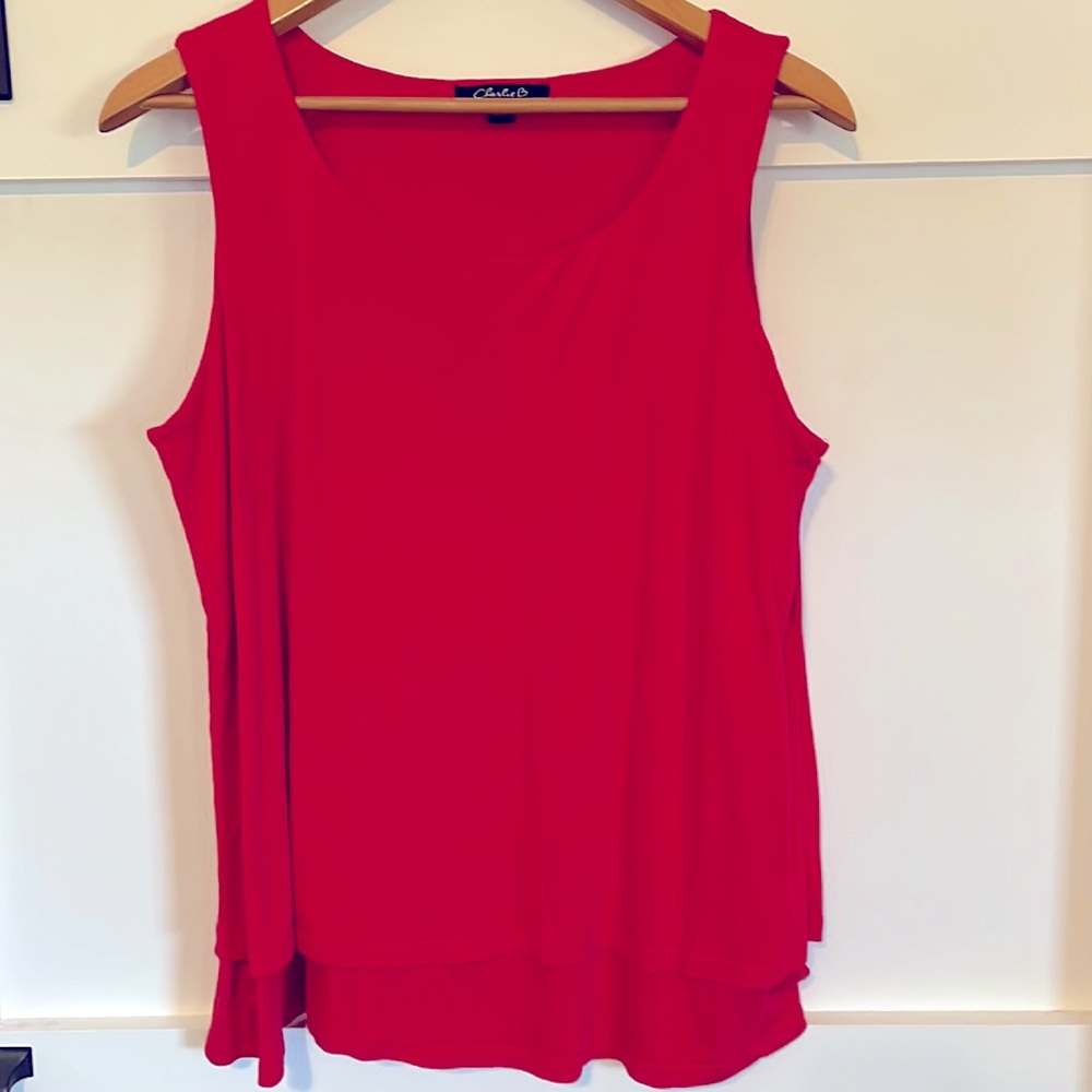 Charlie B red tank top with a double layer! Size large.